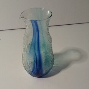 Elegant Japanese Blue Glass Swirl Pitcher